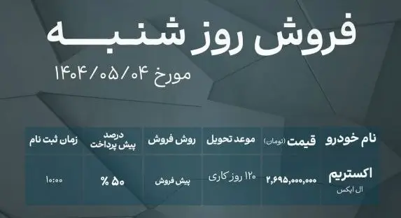 شرایط فروش اکستریم ال ایکس مرداد