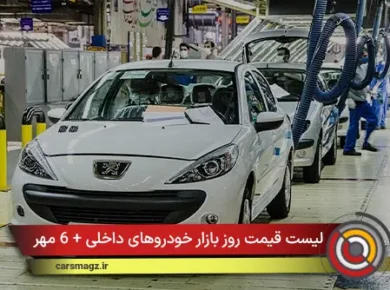لیست قیمت روز بازار خودروهای داخلی + 6 مهر 1404