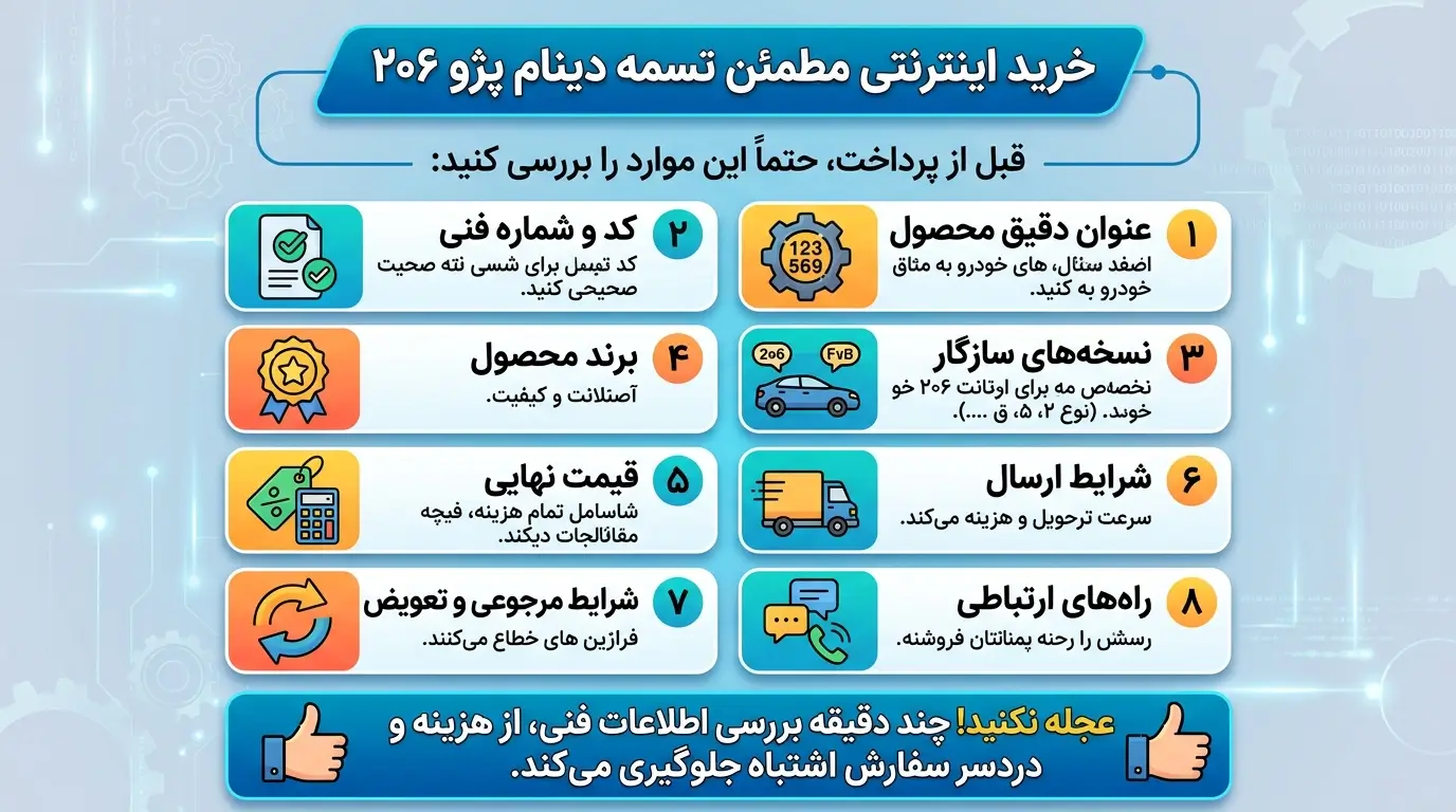 نکات خرید اینترنتی مطمئن تسمه دینام پژو 206